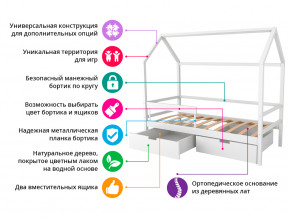 Кровать-домик Svogen с ящиками и бортиком бежевый в Аргаяше - argayash.magazinmebel.ru | фото - изображение 2