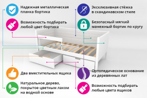 Кровать-тахта Svogen мягкая с ящиками и бортиком с фото белый/динозаврики в Аргаяше - argayash.magazinmebel.ru | фото - изображение 2